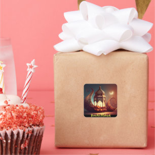 Moschee Silhouette Ramadan Mubarak Quadratischer Aufkleber