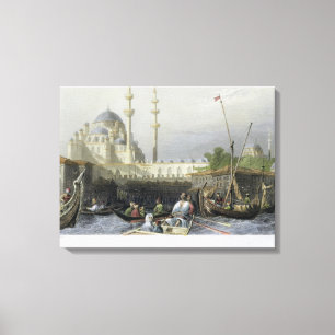 Moschee von Sultana Valide vom Hafen, graviert dur Leinwanddruck