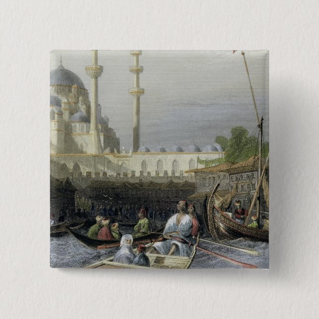 Moschee von Sultanine Valide vom Hafen, graviertes Button (Vorderseite)