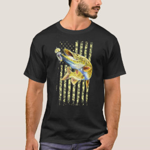 Moschusfischen Amerikanische Tarnung Usa-Flagge Fü T-Shirt