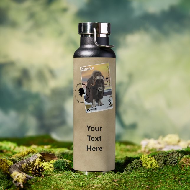 Moschusochsen-Briefmarken-Souvenir Trinkflasche (Außenbereich (gedreht))