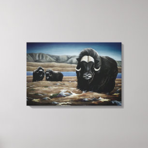 Moschusochsen-Gemälde Kanadische Tierwelt Leinwand