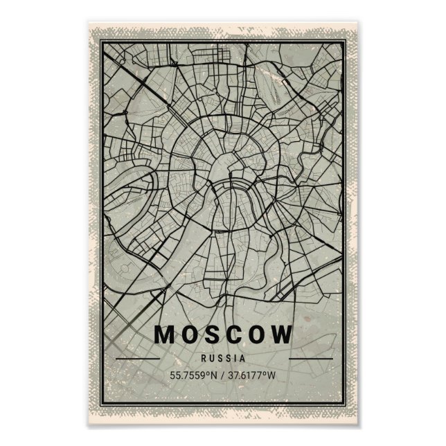 Moscow russia map print poster canvas (Vorne)
