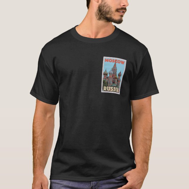 Moscow Russia Travel Poster T-Shirt (Vorderseite)