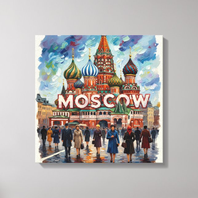 Moscow St Basil Skyline Scene Canvas Art Leinwanddruck (Vorderseite)