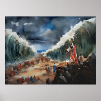 Mose, die das trostlose Rote Meer teilen und überq Poster