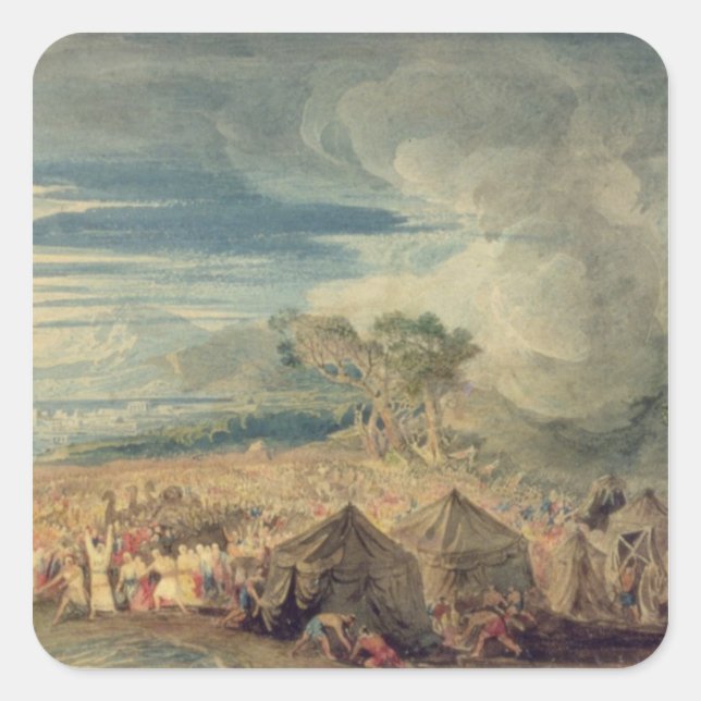 Mose, die die Gewässer des Roten Meeres teilen Quadratischer Aufkleber (Vorderseite)