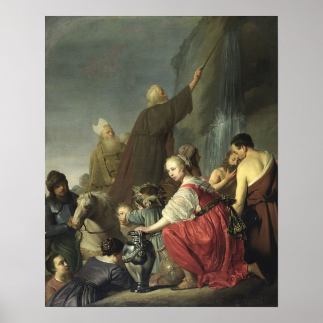 Mose Striking Wasser aus dem Felsen Poster (Vorne)