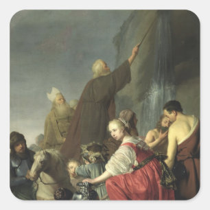 Mose Striking Wasser aus dem Felsen Quadratischer Aufkleber