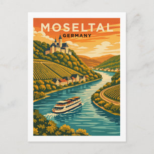 Mosel Fluss Deutschland Landschaft Vintage Reise K Postkarte