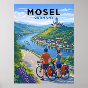 Mosel Fluss Deutschland Vintage Reise Poster