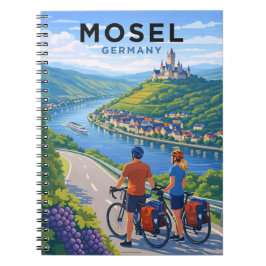 Mosel Germany Cycling Vintage Travel Art Notizblock