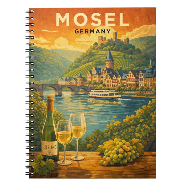 Mosel Germany Wine Region Vintage Travel Art Notizblock (Vorderseite)