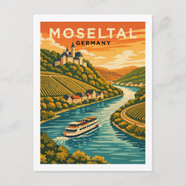 Mosel River Germany Scenic Vintage Travel Art Postkarte