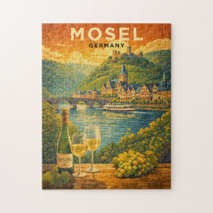 Mosel-Weinregion Deutschland Vintage-Reise Kunst Puzzle