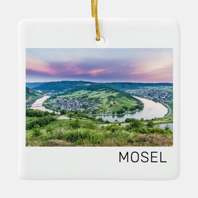 Moselle Loop Sunset Kroev Panorama Deutschland Keramikornament (Vorderseite)