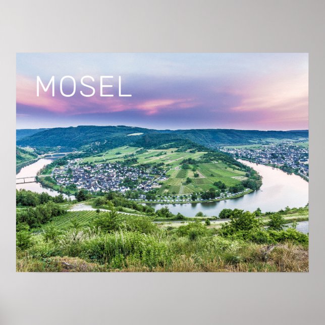 Moselle Loop Sunset Kroev Panorama Deutschland Poster (Vorne)