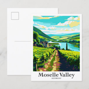 Moseltal Deutschland Vintage Reiseillustration Postkarte