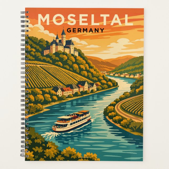 Moseltal Germany Vintage Travel Art Planer (Vorderseite)