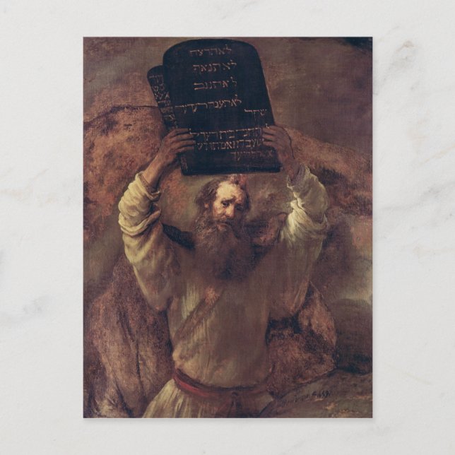 Moses, der die Tabletten des Gesetzes, 1659 Postkarte (Vorderseite)