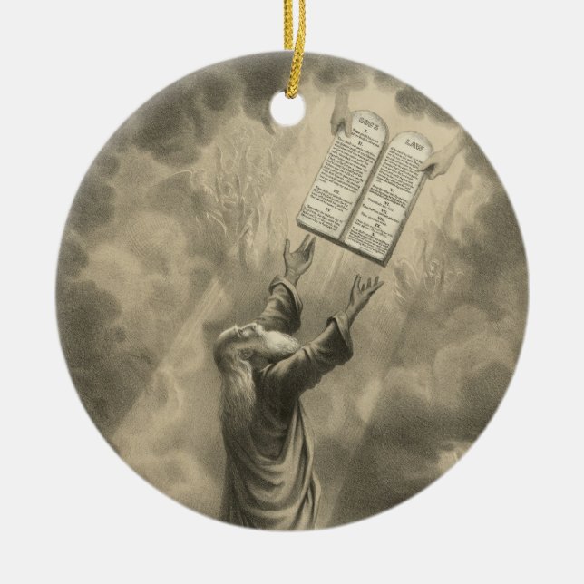 Moses Erhalt des Gesetzes die zehn Gebote Keramikornament (Vorne)