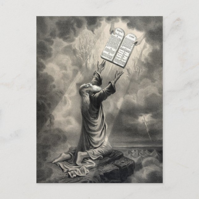Moses erhält die Postkarte des Gesetzes (Vorderseite)