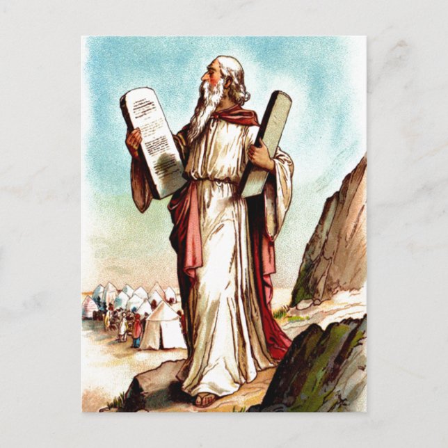 Moses mit den Tabellen der Postkarte des Gesetzes (Vorderseite)