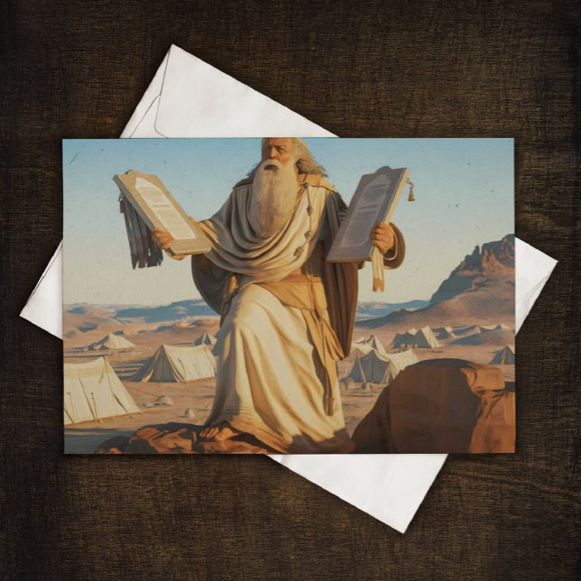 Moses mit den Tabellen des Gesetzes Grußkarte (Von Creator hochgeladen)