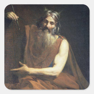 Moses mit den Tabletten des Gesetzes, c.1627-32 Quadratischer Aufkleber
