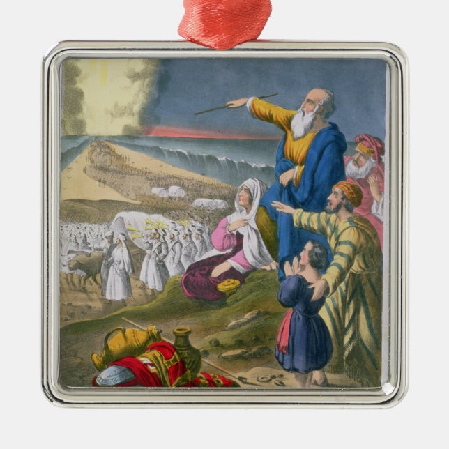 Moses Parting the Red Sea, aus einer Bibel, gedruc Ornament Aus Metall (Vorne)