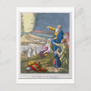 Moses Parting the Red Sea, aus einer Bibel, gedruc Postkarte