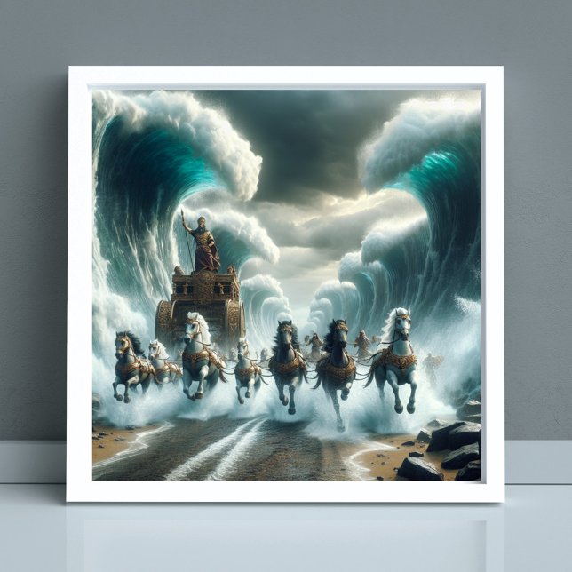 Moses Parting the Red Sea Bible Verse Art, Exodus Poster (Von Creator hochgeladen)