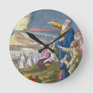 Moses Parting the Red Sea, from a bible printed by Runde Wanduhr