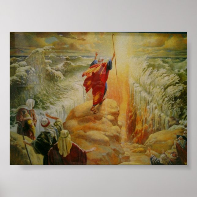Moses parting the red sea print. poster (Vorne)