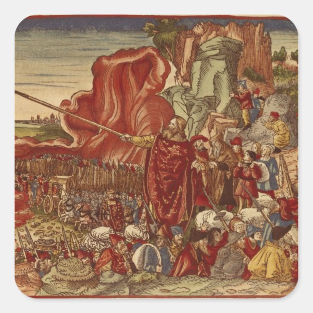 Moses parting the Red Sea Quadratischer Aufkleber (Vorderseite)