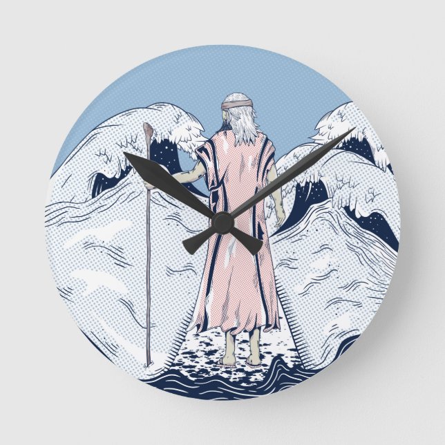 Moses parting the red sea runde wanduhr (Vorderseite)