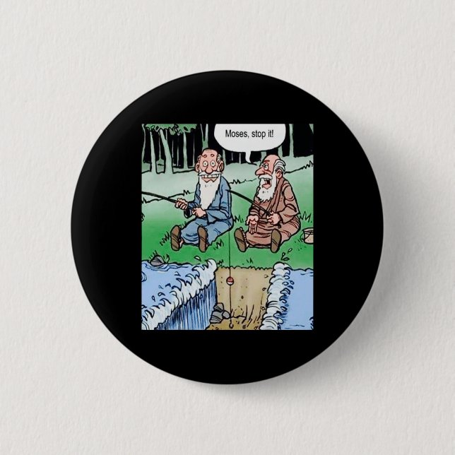 Moses Pole Fischen Button (Vorderseite)