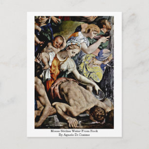 Moses schlägt Wasser aus dem Felsen von Agnolo di  Postkarte