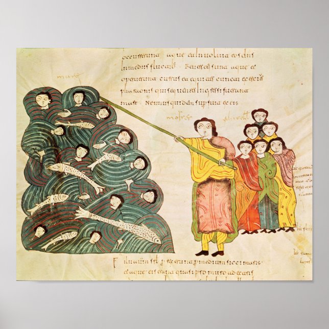 Moses schließt das Rote Meer auf die Ägypter Poster (Vorne)