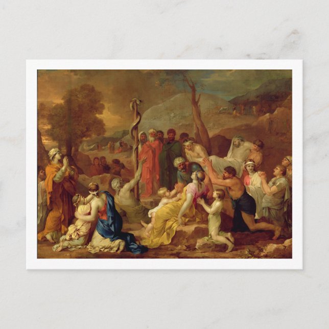 Moses und der Brazen Serpent, c.1653-54 (Öl auf ca Postkarte (Vorderseite)