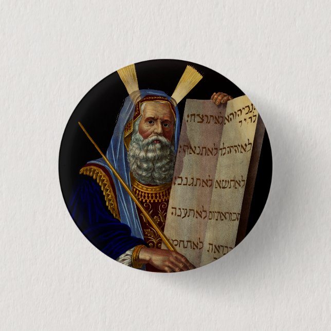 Moses und die Gesetzestafeln Kunst Button (Vorderseite)