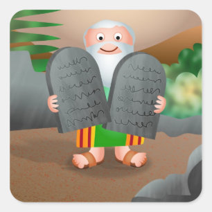 Moses und die zehn Gebot-Bibel-Geschichte Quadratischer Aufkleber