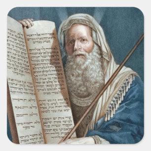 Moses und die zehn Gebote Quadratischer Aufkleber