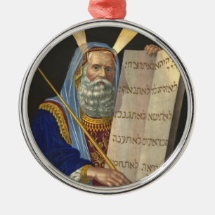 Moses und die zehn Gebote Silbernes Ornament