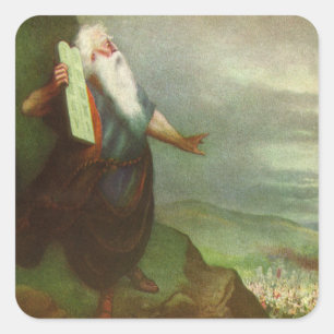 Moses und die Zehn Gebote, Vintage Religion Quadratischer Aufkleber