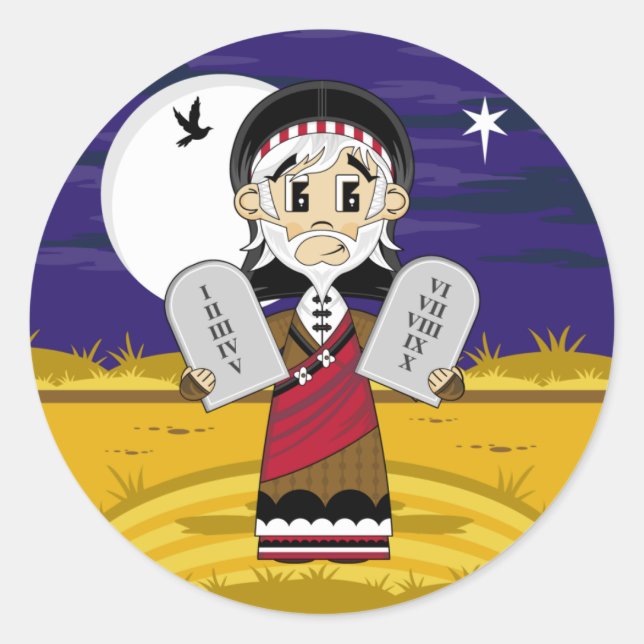 Moses & Zehn Gebote Aufkleber (Vorderseite)