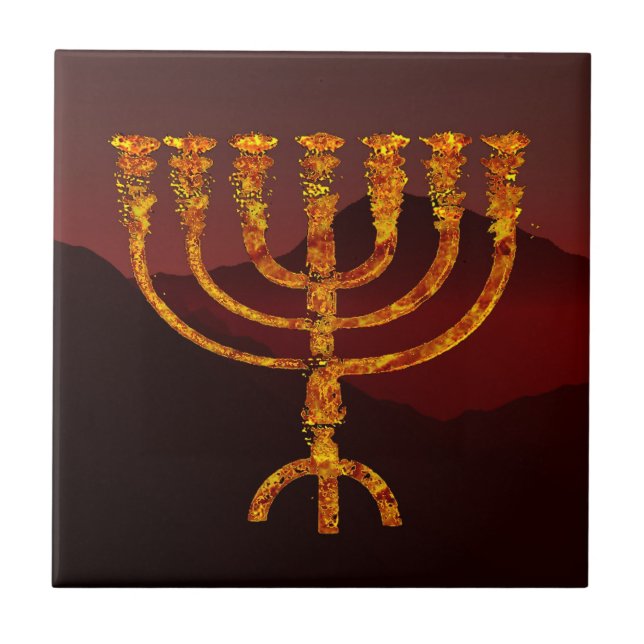 Moshe ist Menorah Fliese (Vorderseite)