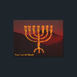 Moshe ist Menorah Leinwanddruck<br><div class="desc">Eine Darstellung der siebenverzweigten Menorah (Candelabra), die von den Israeliten nach dem Exodus aus Ägypten gemacht wurde. Passen Sie Ihren eigenen Text an. In der Tora wird Moshe Rabbenu gesagt: "Du sollst eine Menorah aus reinem Gold machen, verprügelt werden, die Menorah wird hergestellt werden, ihr Fuß, ihr Ast, ihre Kugeln,...</div>