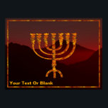 Moshe ist Menorah Poster<br><div class="desc">Eine Darstellung der siebenverzweigten Menorah (Candelabra), die von den Israeliten nach dem Exodus aus Ägypten gemacht wurde. Fügen Sie Ihren eigenen Text hinzu. In der Tora wird Moshe Rabbenu gesagt: "Du sollst eine Menorah aus reinem Gold machen, verprügelt werden, die Menorah wird hergestellt werden, ihr Fuß, ihr Ast, ihre Kugeln,...</div>