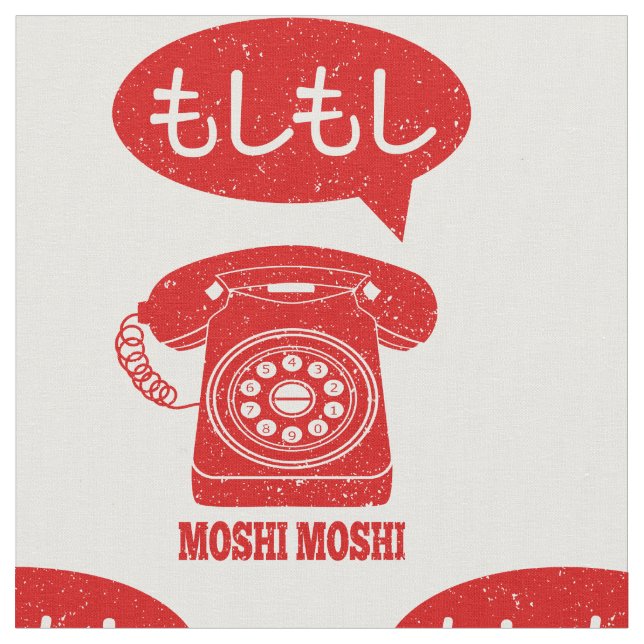 Moshi Moshi Japanisches Sprachtelefon Stoff (Nahaufnahme)